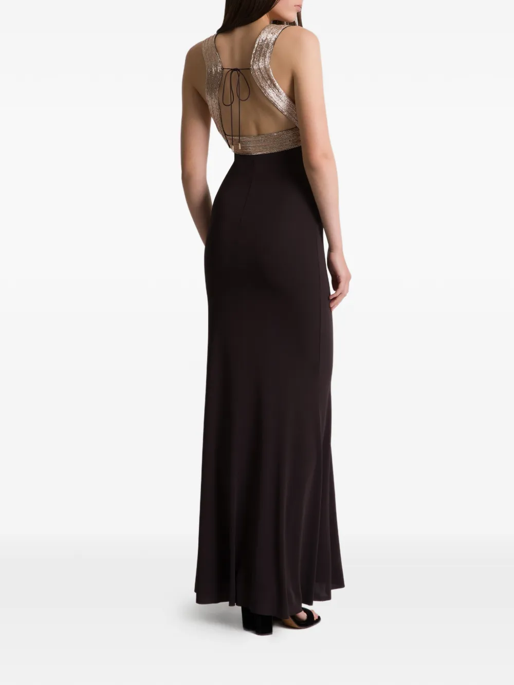 Alberta Ferretti Maxi-jurk met V-hals Bruin