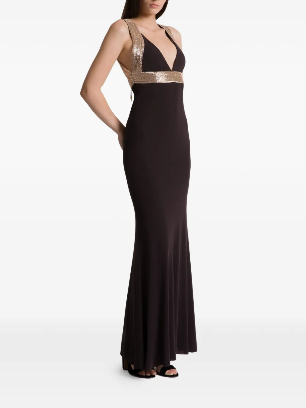 Alberta Ferretti Maxi-jurk met V-hals Bruin
