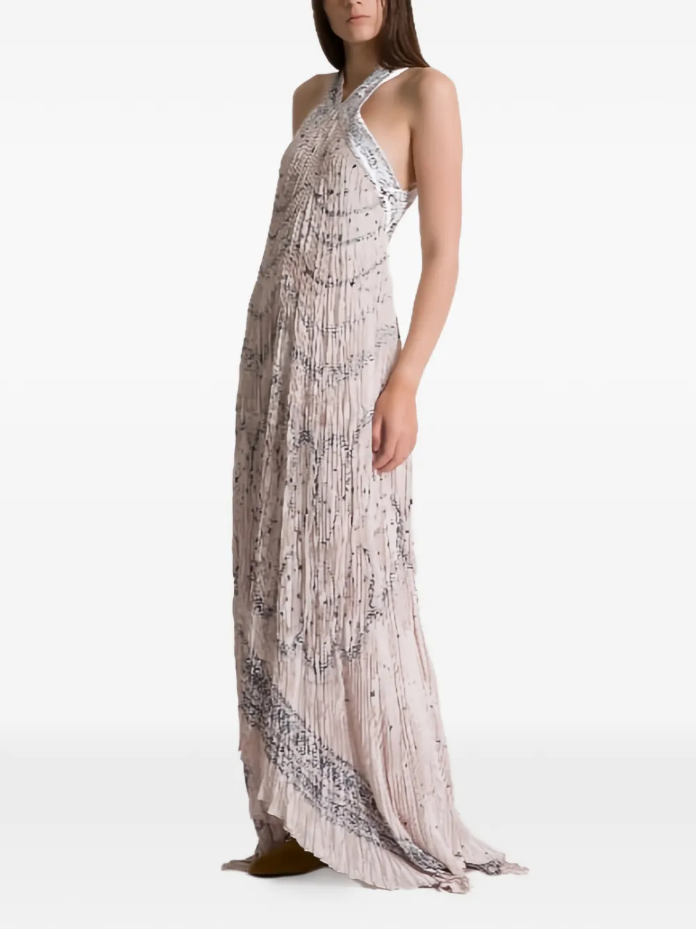 Alberta Ferretti Verfraaide jurk met halternek Roze