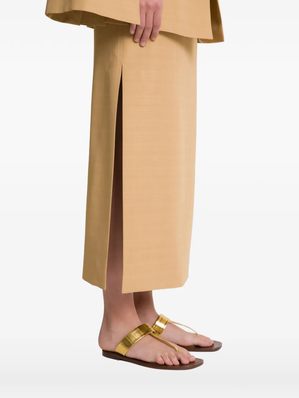 Alberta Ferretti Rok met zijsplit Beige