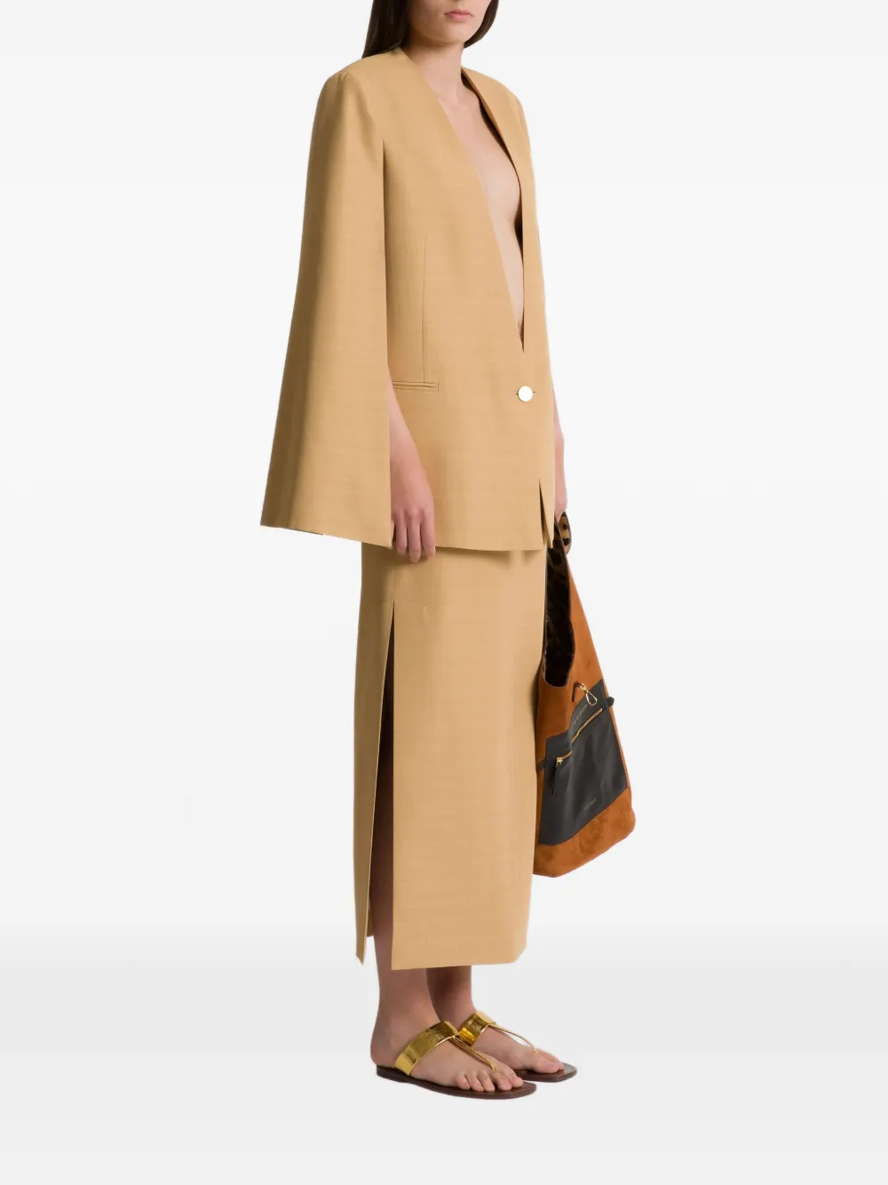  Alberta Ferretti Side Slit Skirt - Neutrals 