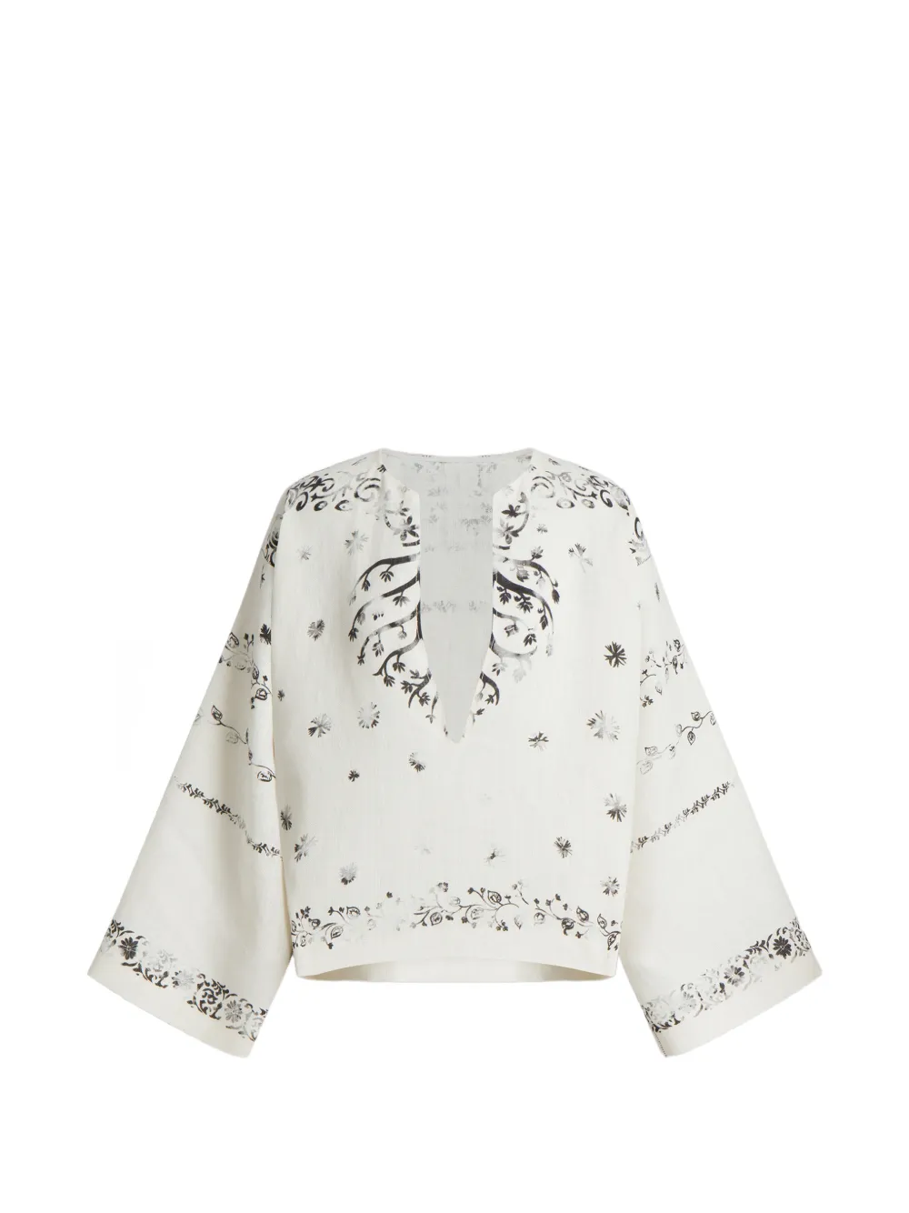Alberta Ferretti Blusa a fiori con scollo a V - Bianco