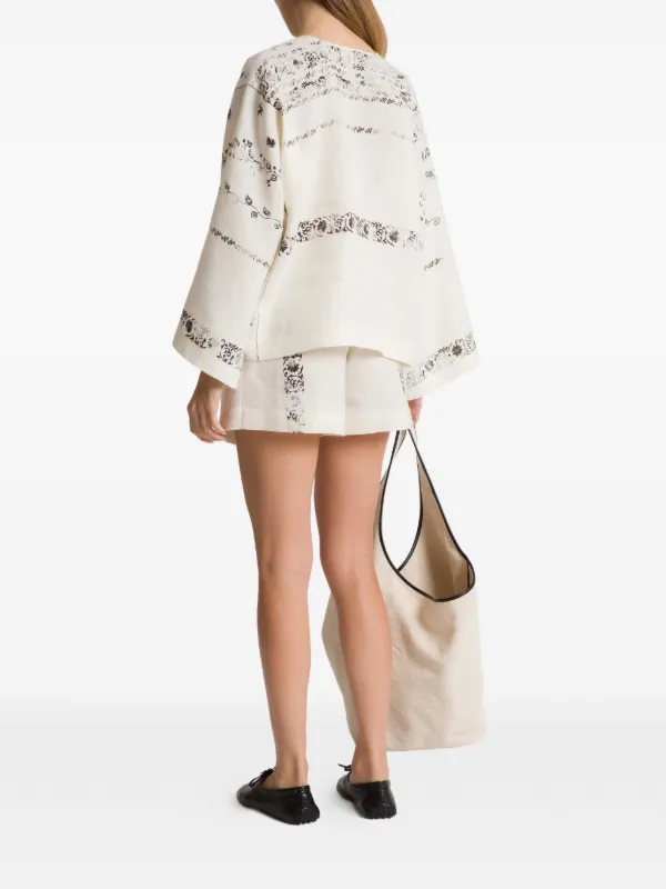アルベルタ　フェレッティ　ブラウス Alberta Ferretti フローラル Vネックブラウス | ホワイト | FARFETCH JP