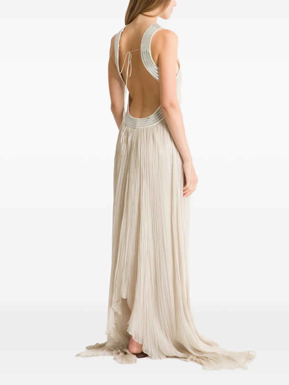 Alberta Ferretti Pleated open-back Dress | Grey | FARFETCH