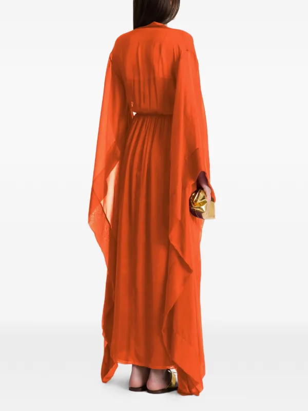 alberta ferretti orange dress Alberta Ferretti Long-sleeve Maxi Dress