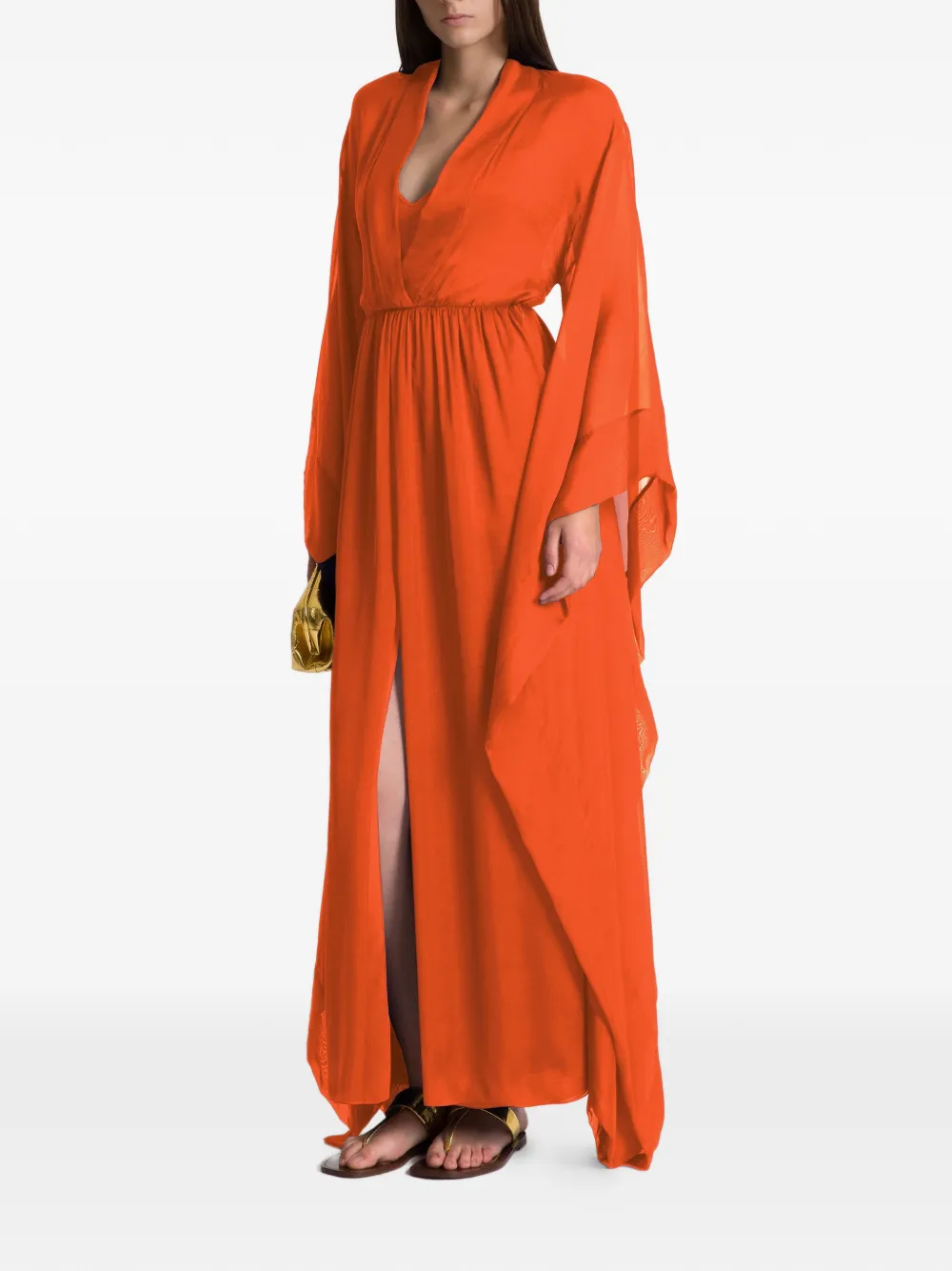 Alberta Ferretti Maxi-jurk met V-hals Oranje