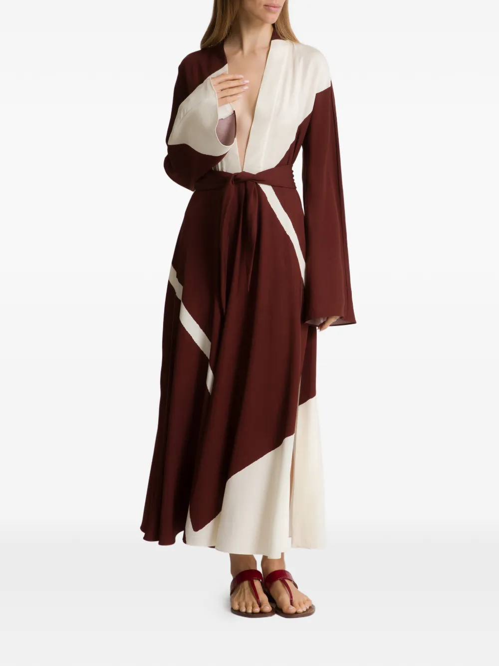 Alberta Ferretti Maxi-jurk met V-hals Bruin