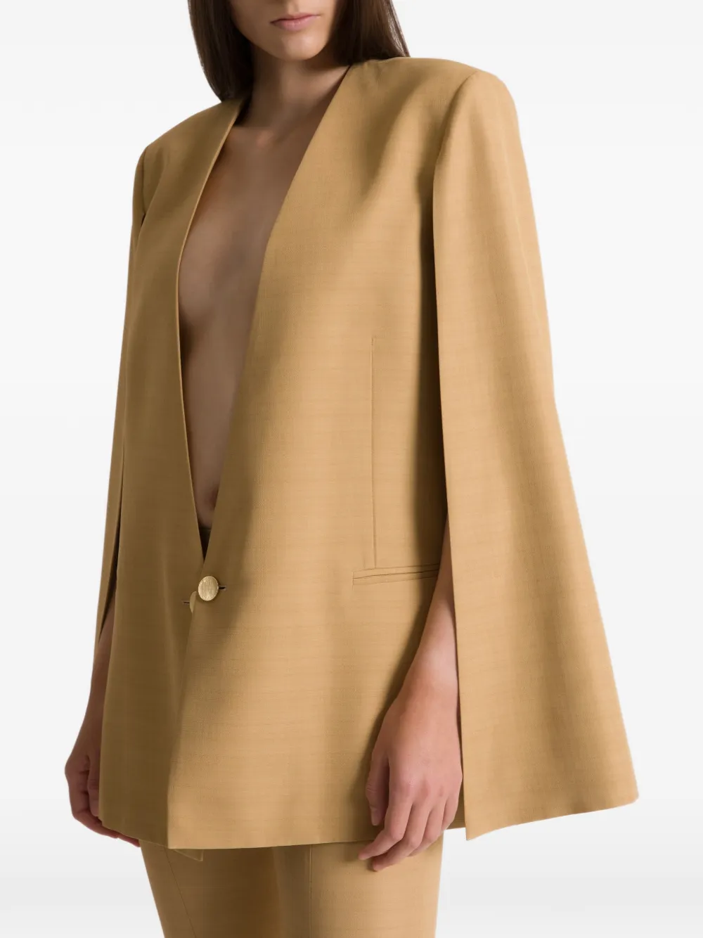 Alberta Ferretti Blazer met knoop Beige