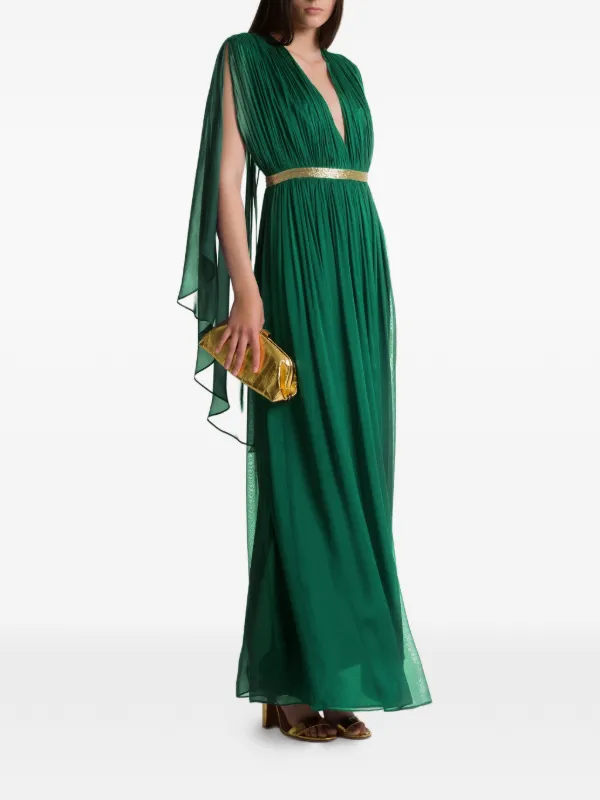 alberta ferretti dress green Organic Chiffon Green Long Dress by Alberta Ferretti Elilhaam