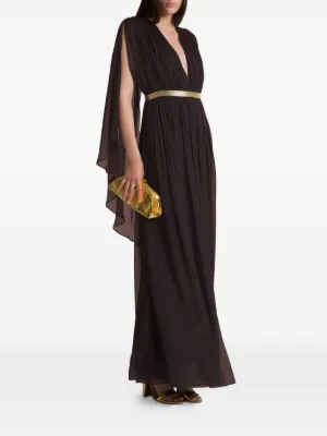 choker neck maxi dress La Nuit | Black High-Neck Long-Sleeve Maxi Dress With Cape