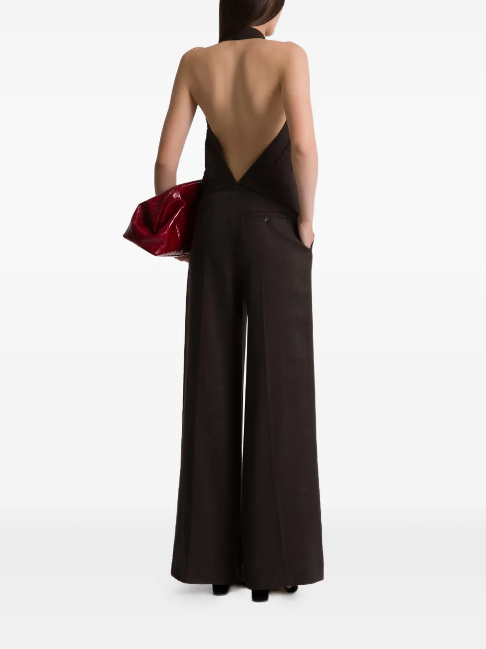 Alberta Ferretti Broek met wijde pijpen Bruin