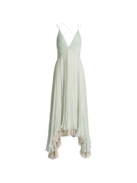 Alberta Ferretti pleated asymmetric-hem dress