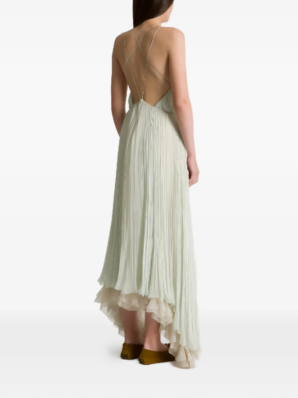  Alberta Ferretti Ruffled Pleated Dress - Green 