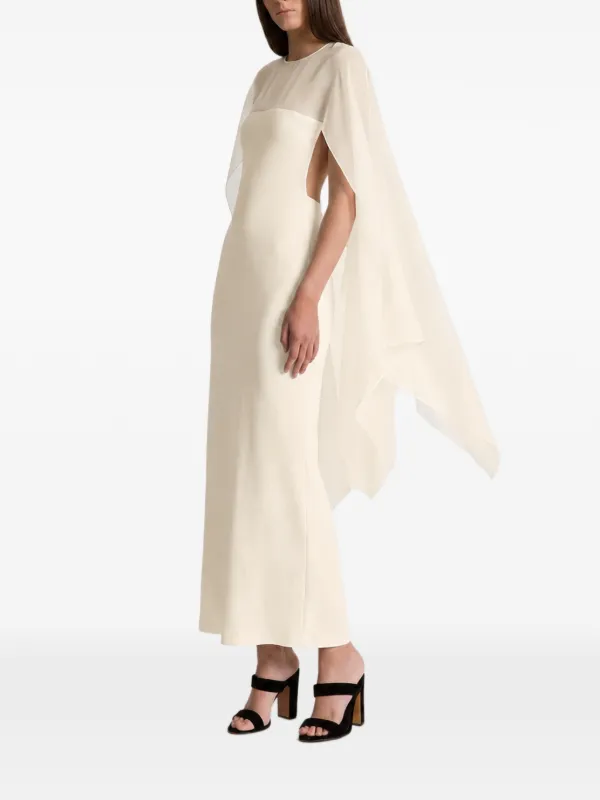 Alberta Ferretti Sheer Overlay Maxi Dress | Neutrals