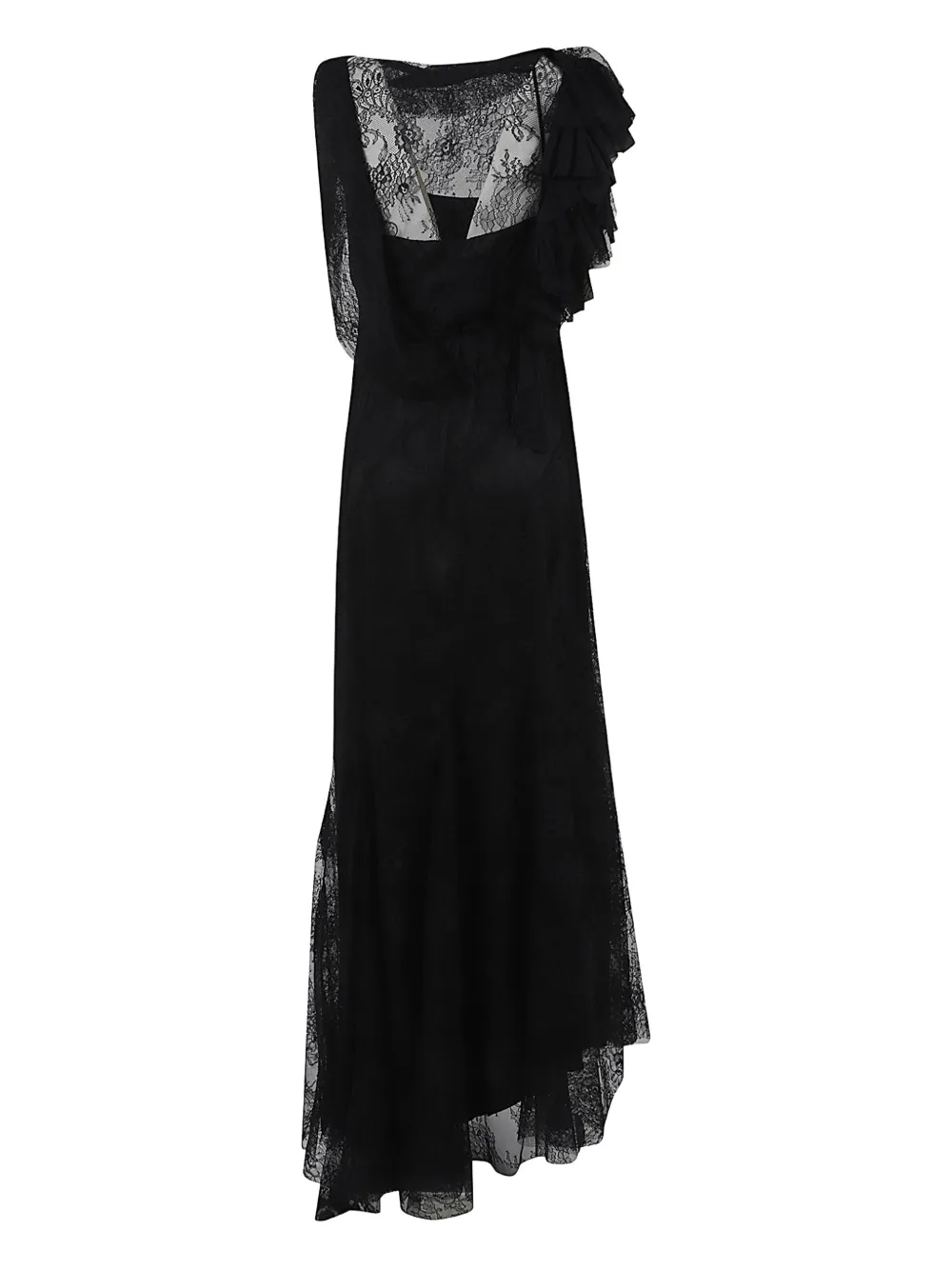 Alberta Ferretti Jurk met kant en ruches - Zwart