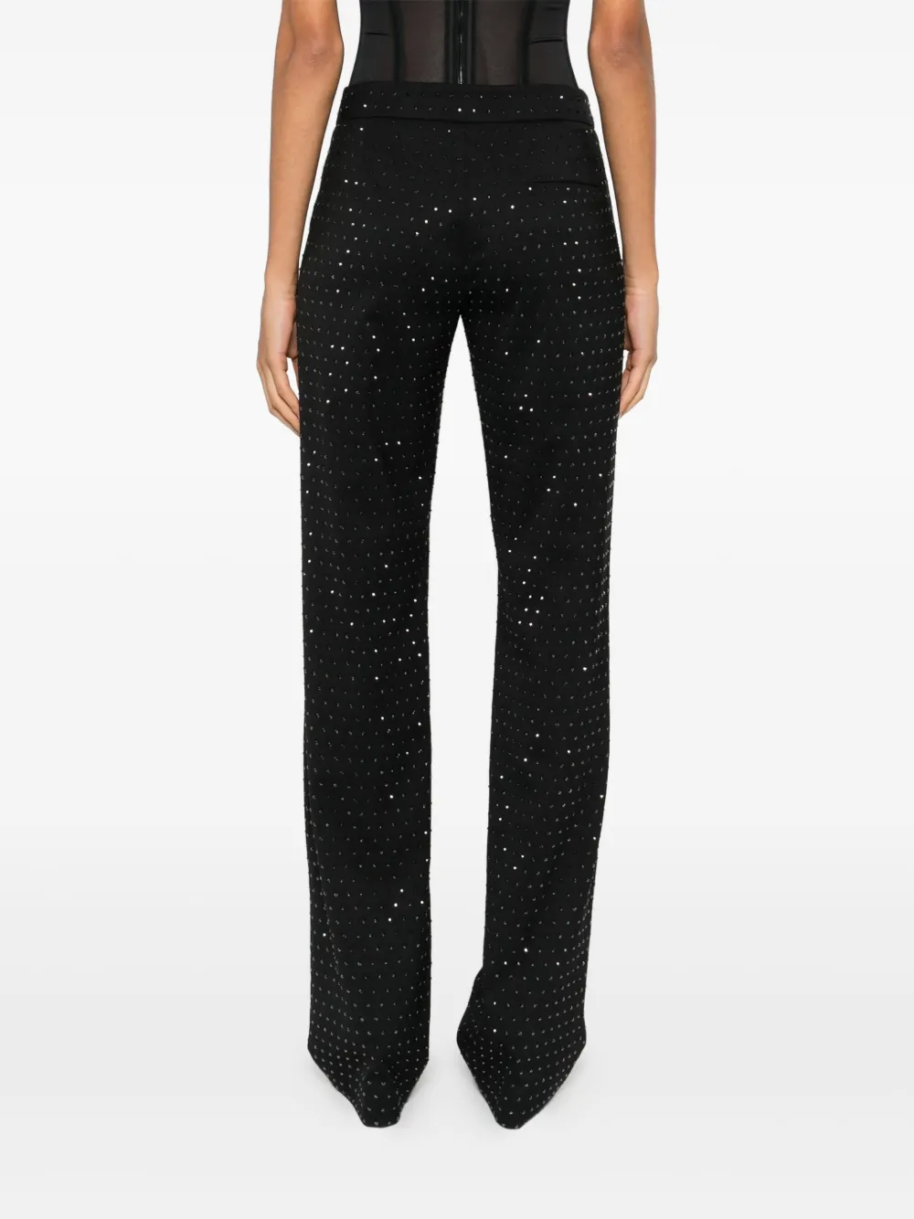The Andamane Flared High Waist Trousers With Stud Embellishments In Black
