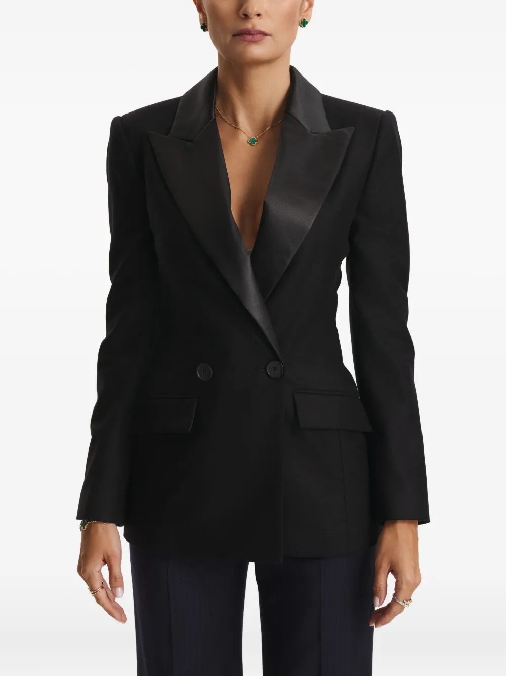 Cuanna Midi Double-breasted Blazer In Black