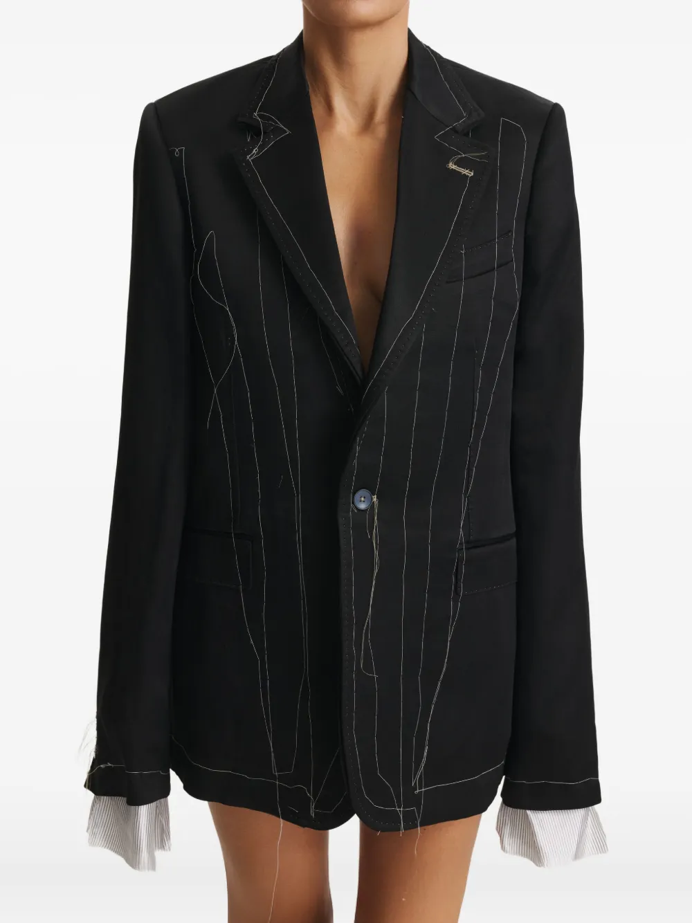 Cuanna Avva Contrast-stitching Blazer In Black