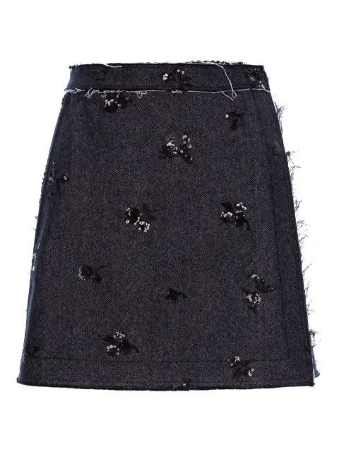 CuAnna sequin-embellished frayed skirt
