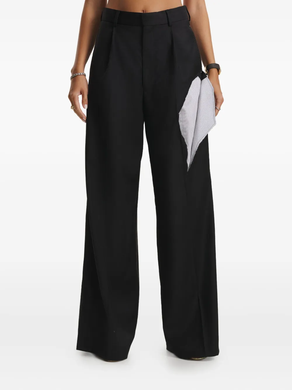 Cuanna Tyra Stripe-detail Trousers In Black