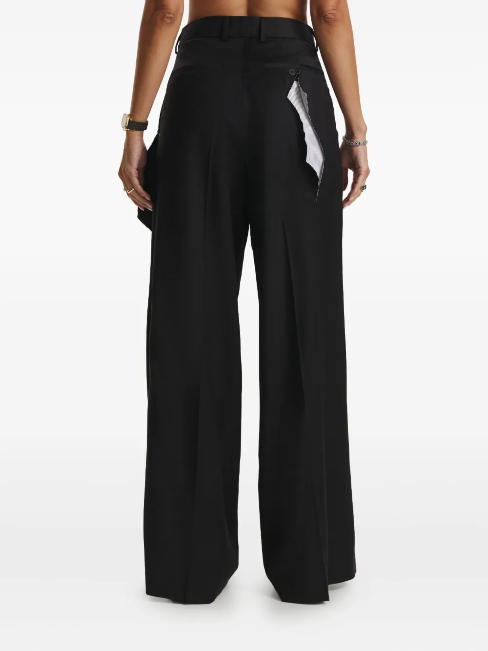 Cuanna Tyra Stripe-detail Trousers In Black
