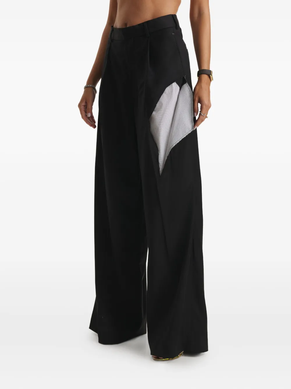 Cuanna Tyra Stripe-detail Trousers In Black