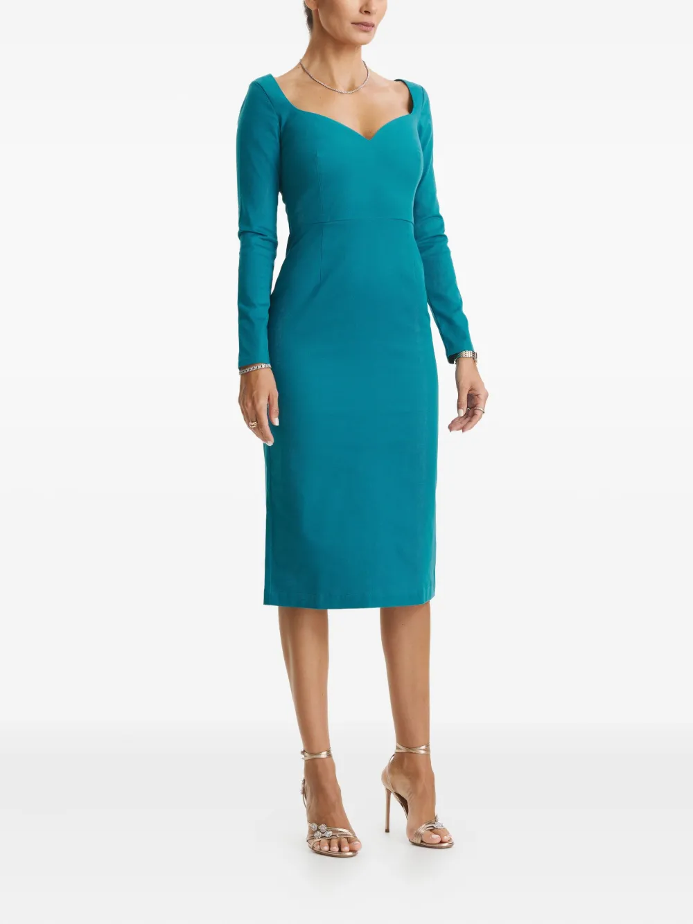 Cuanna Sophie Long-sleeved Midi Dress In Blue