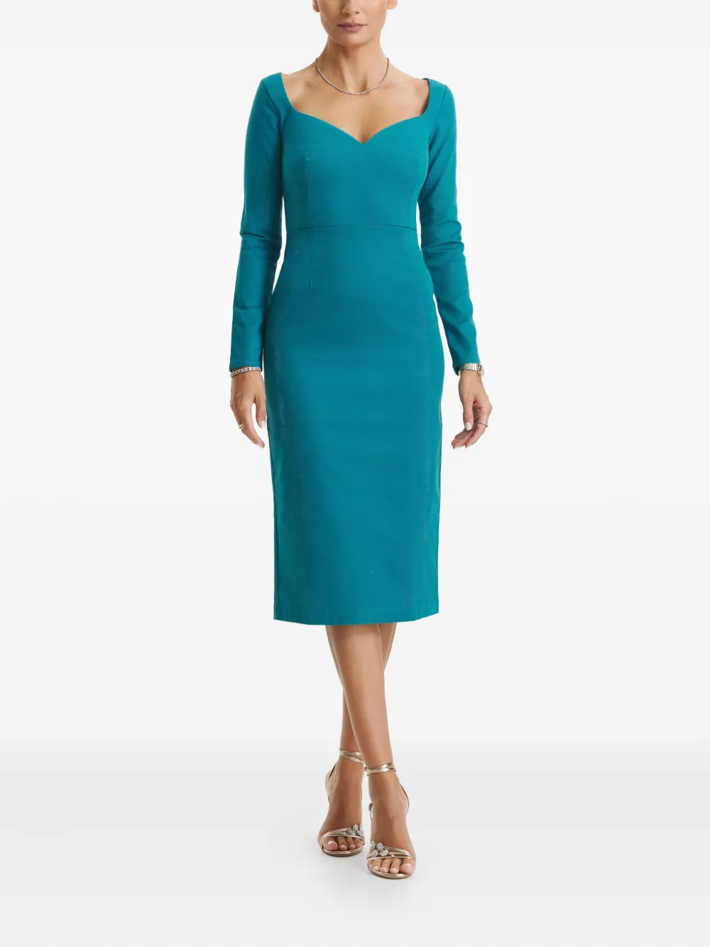 Cuanna Sophie Long-sleeved Midi Dress In Blue