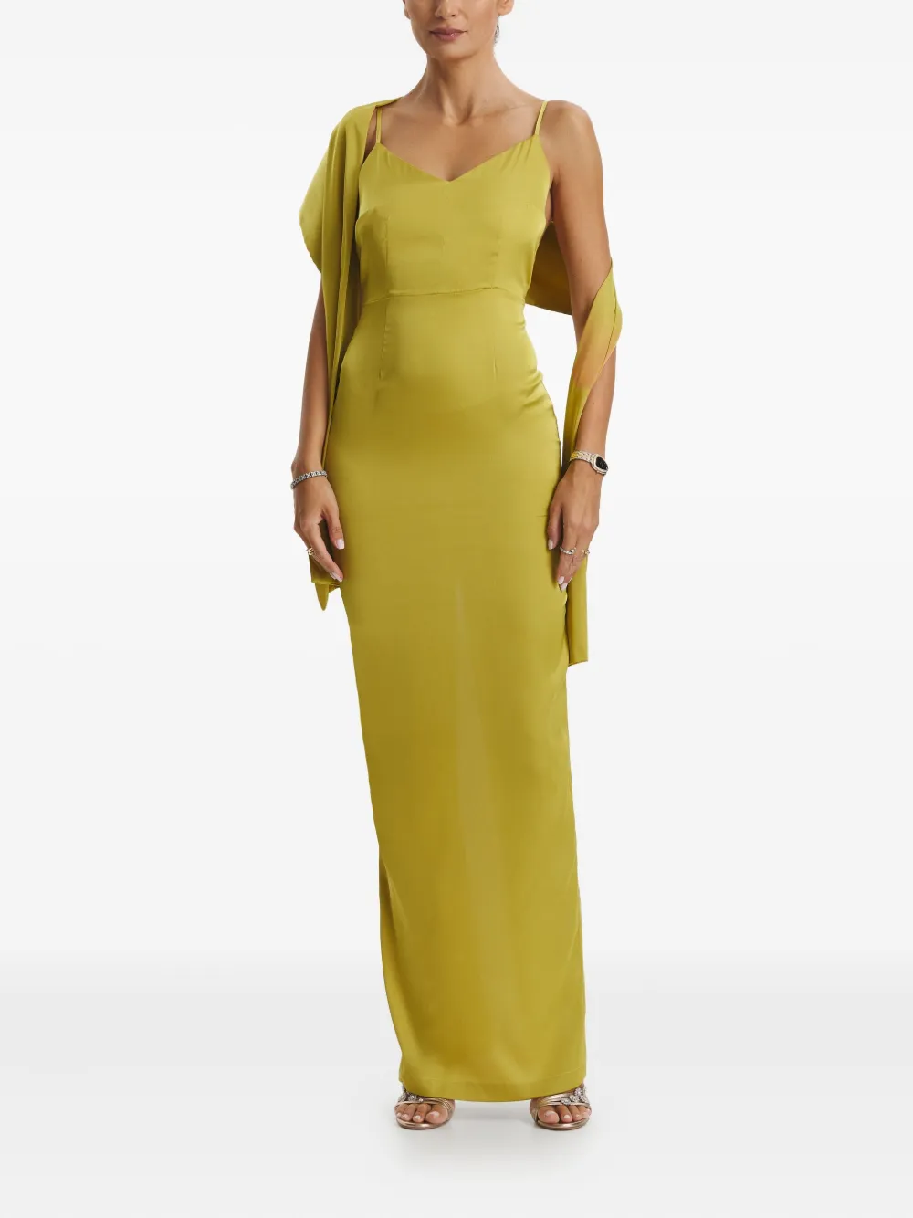 Cuanna Cara Spaghetti-strap Split Maxi Dress In Green