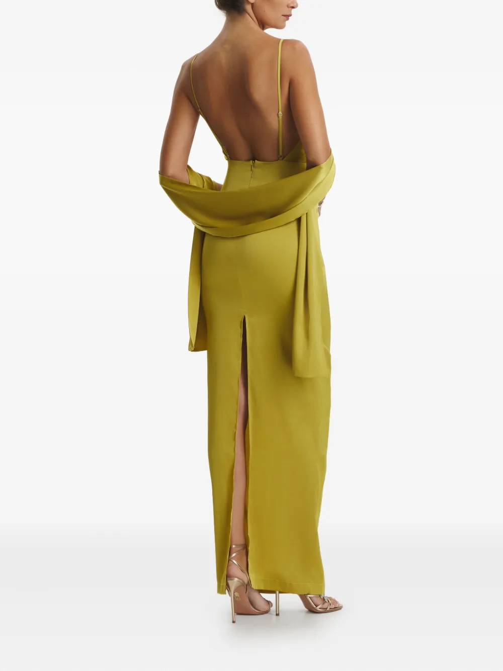 Cuanna Cara Spaghetti-strap Split Maxi Dress In Green