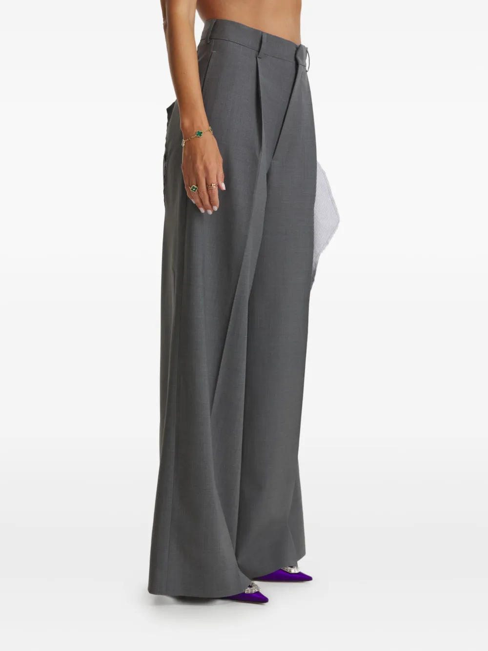 Cuanna Tyra Striped-detail Trousers In Gray