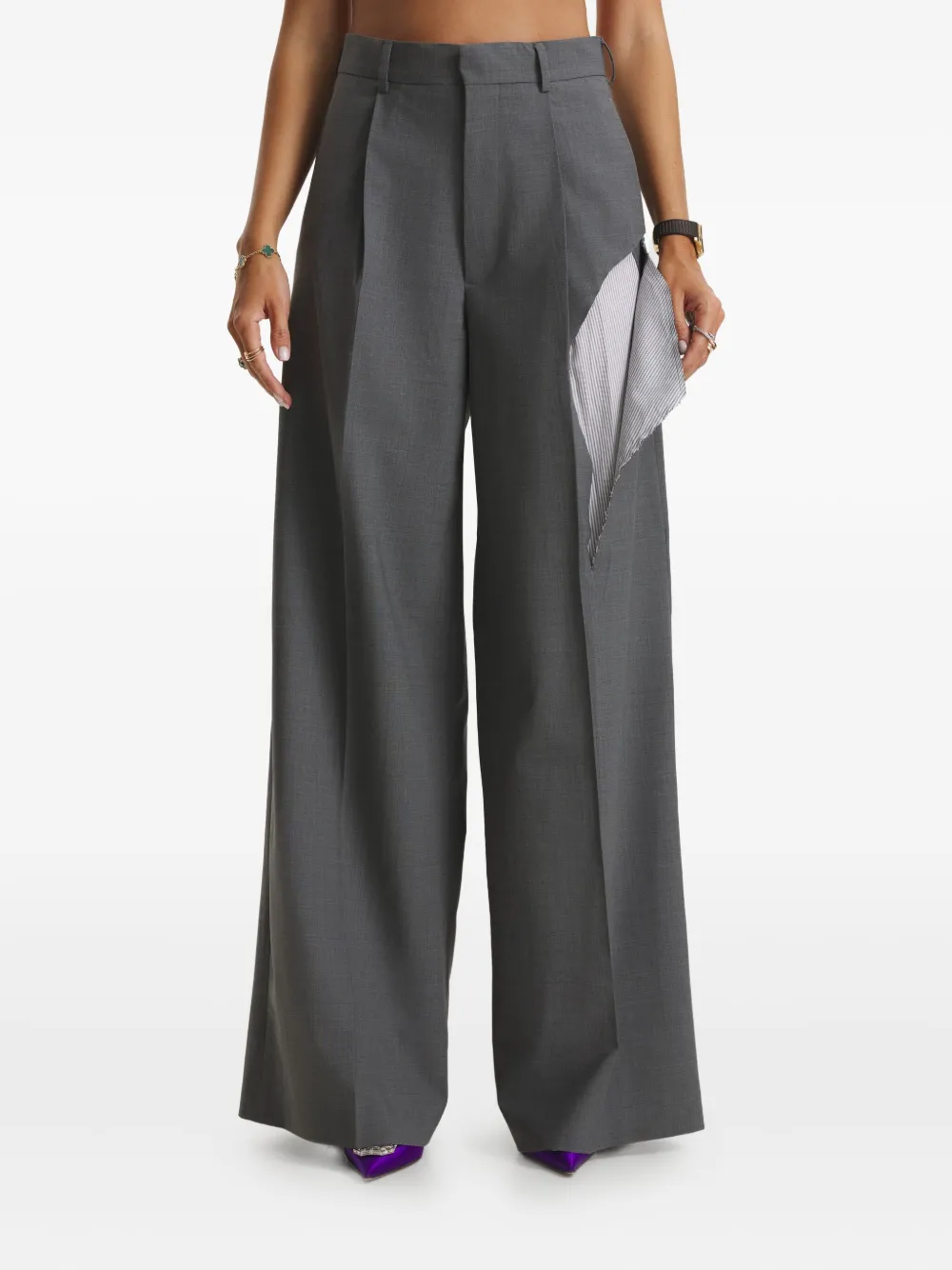 Cuanna Tyra Striped-detail Trousers In Gray