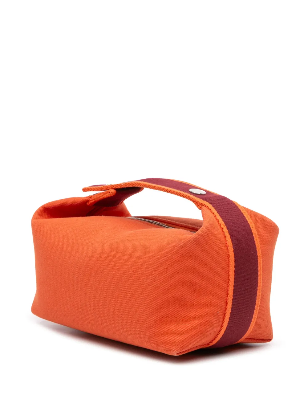 Pre-owned Hermes 2021-2025 Small Canvas Bride A Brac Case Vanity Bag In Orange