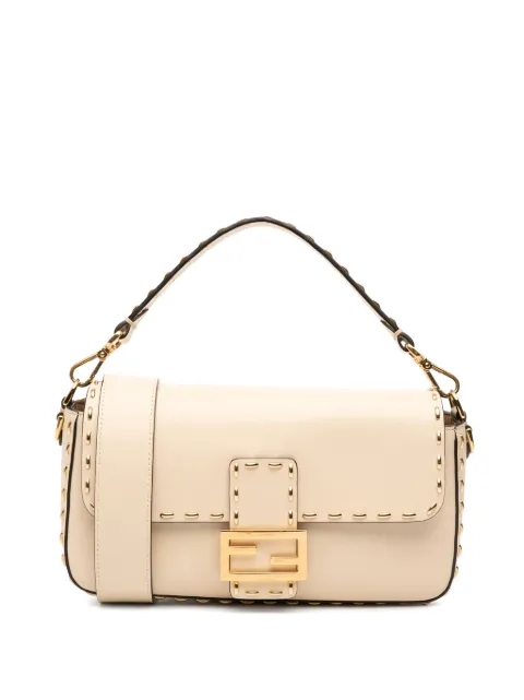 Fendi Pre-Owned 2010-2025 Leather Metal Stitch Baguette satchel