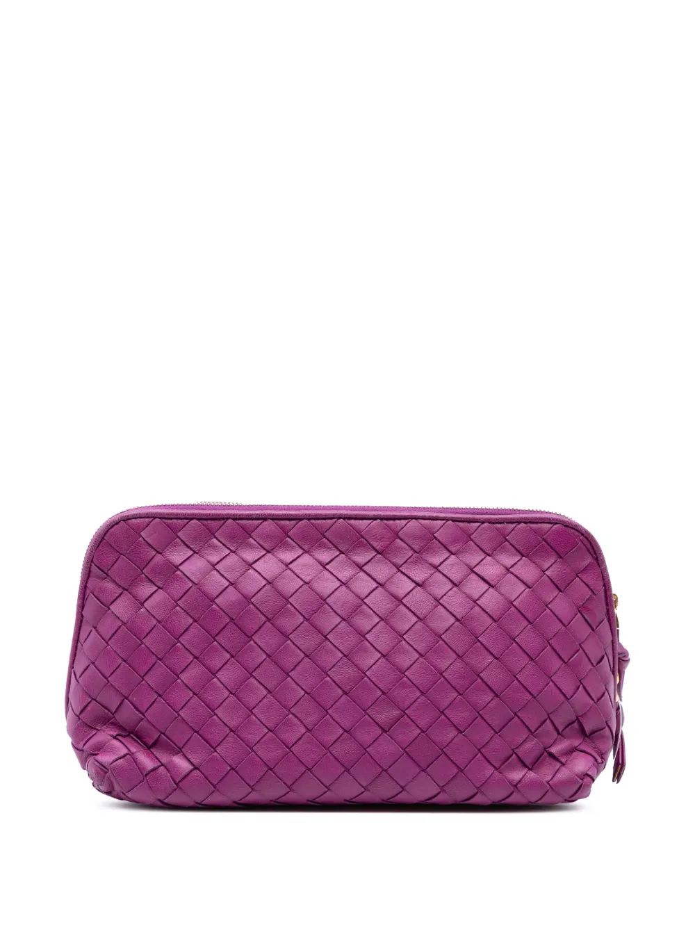 Pre-owned Bottega Veneta 2009 Nappa Intrecciato Cosmetic Pouch In Purple