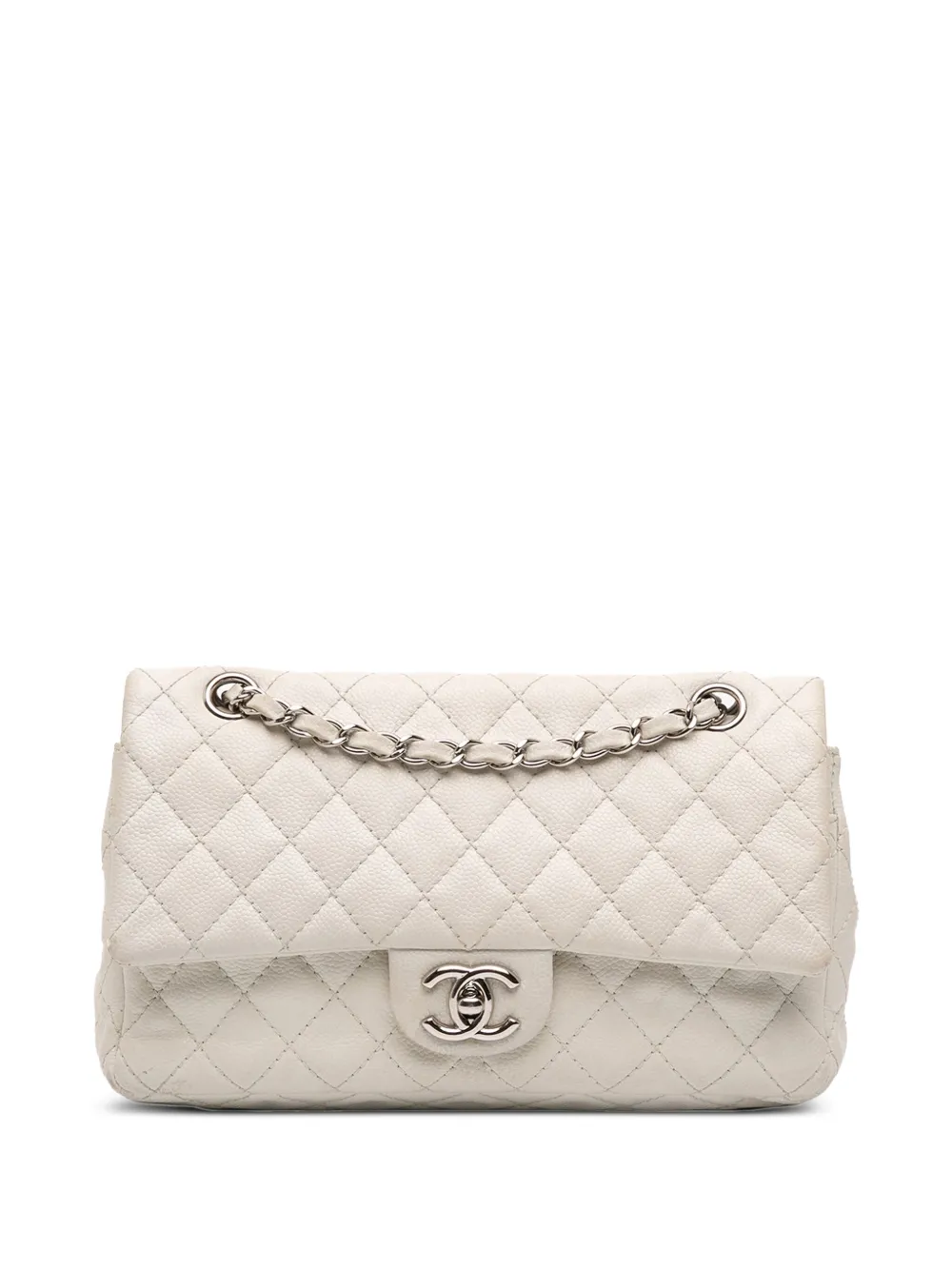 CHANEL Pre-Owned 2008-2009 Medium Classic Caviar Double Flap shoulder bag - Bianco