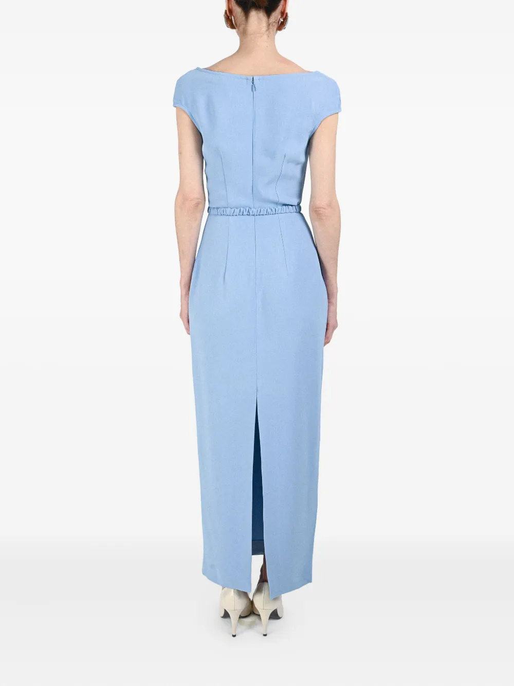 Rowen Rose Maxi-jurk met ceintuur en bh-detail Blauw