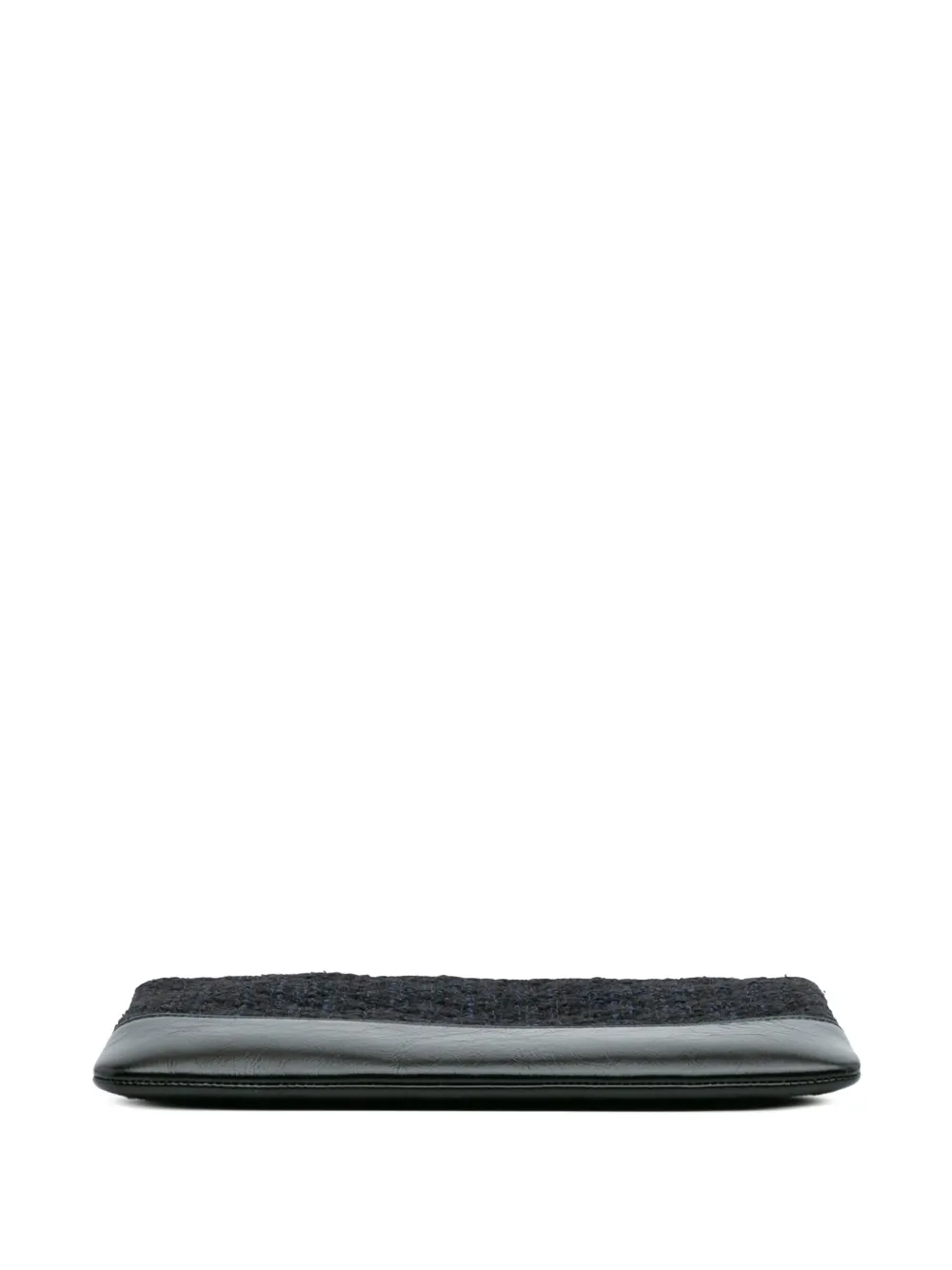 Pre-owned Chanel 2018 Medium Tweed And Calfskin Gabrielle O Case Clutch Bag In Blue