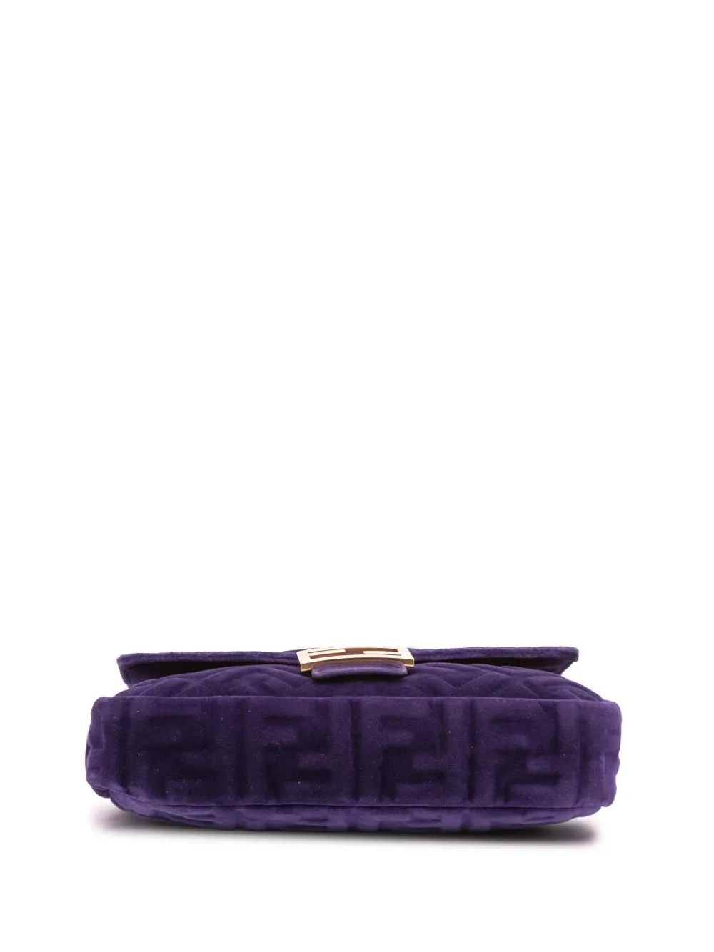 Pre-owned Fendi 2010-2025 Zucca Embossed Velvet Baguette Satchel In Purple