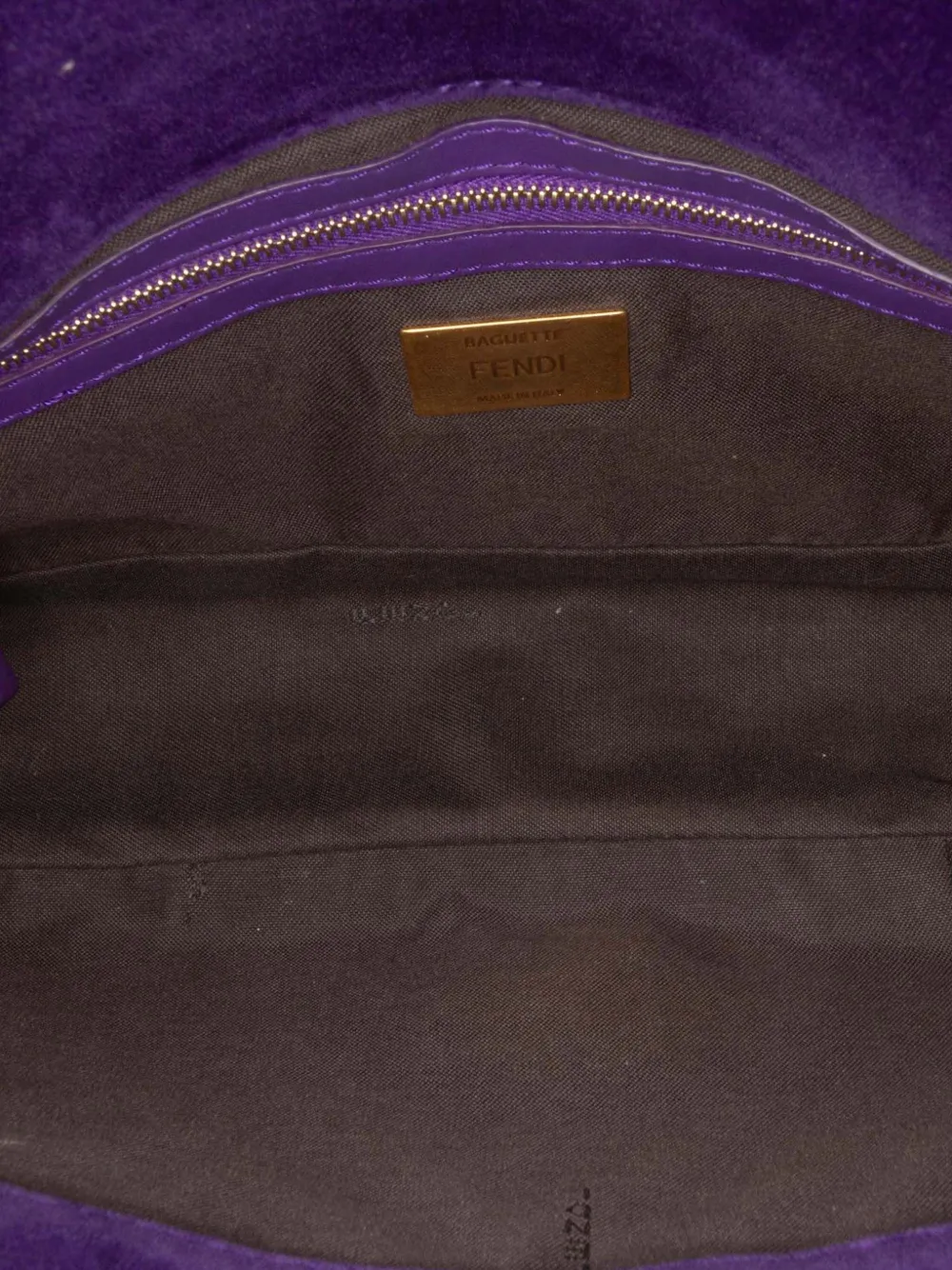 Pre-owned Fendi 2010-2025 Zucca Embossed Velvet Baguette Satchel In Purple