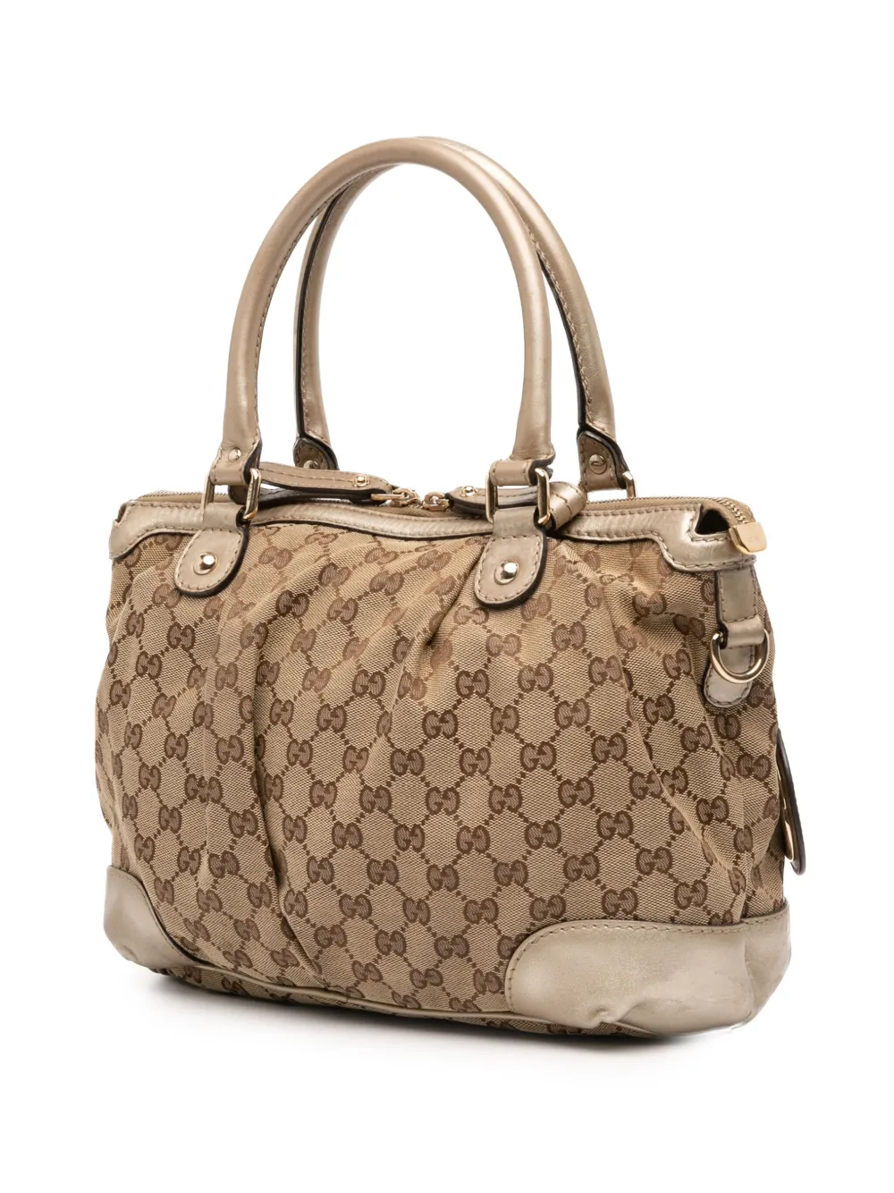 Pre-owned Gucci 2016-2025 Gg Canvas Sukey Satchel In Brown