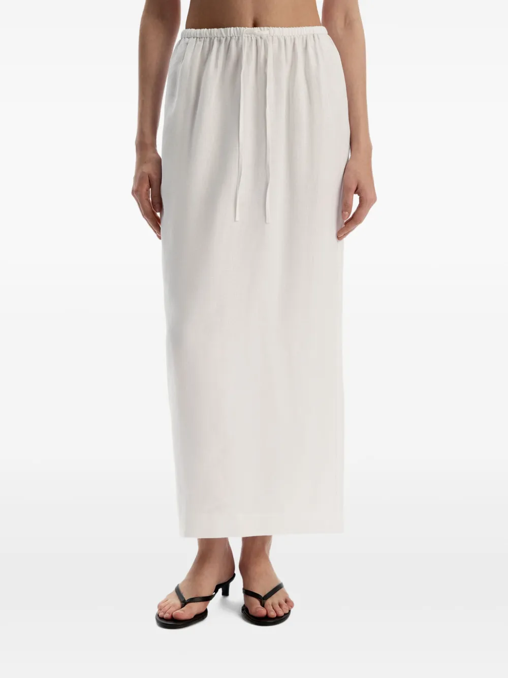12 Storeez Drawstring-waist Linen Skirt In White