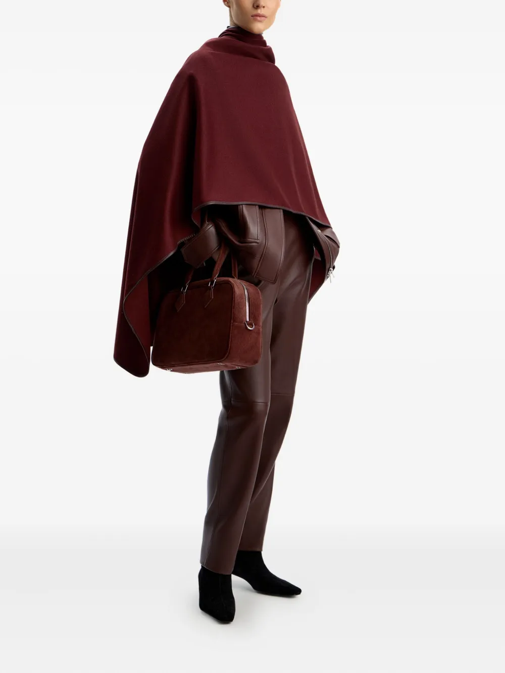 12 STOREEZ Sjaal met leren afwerking Rood