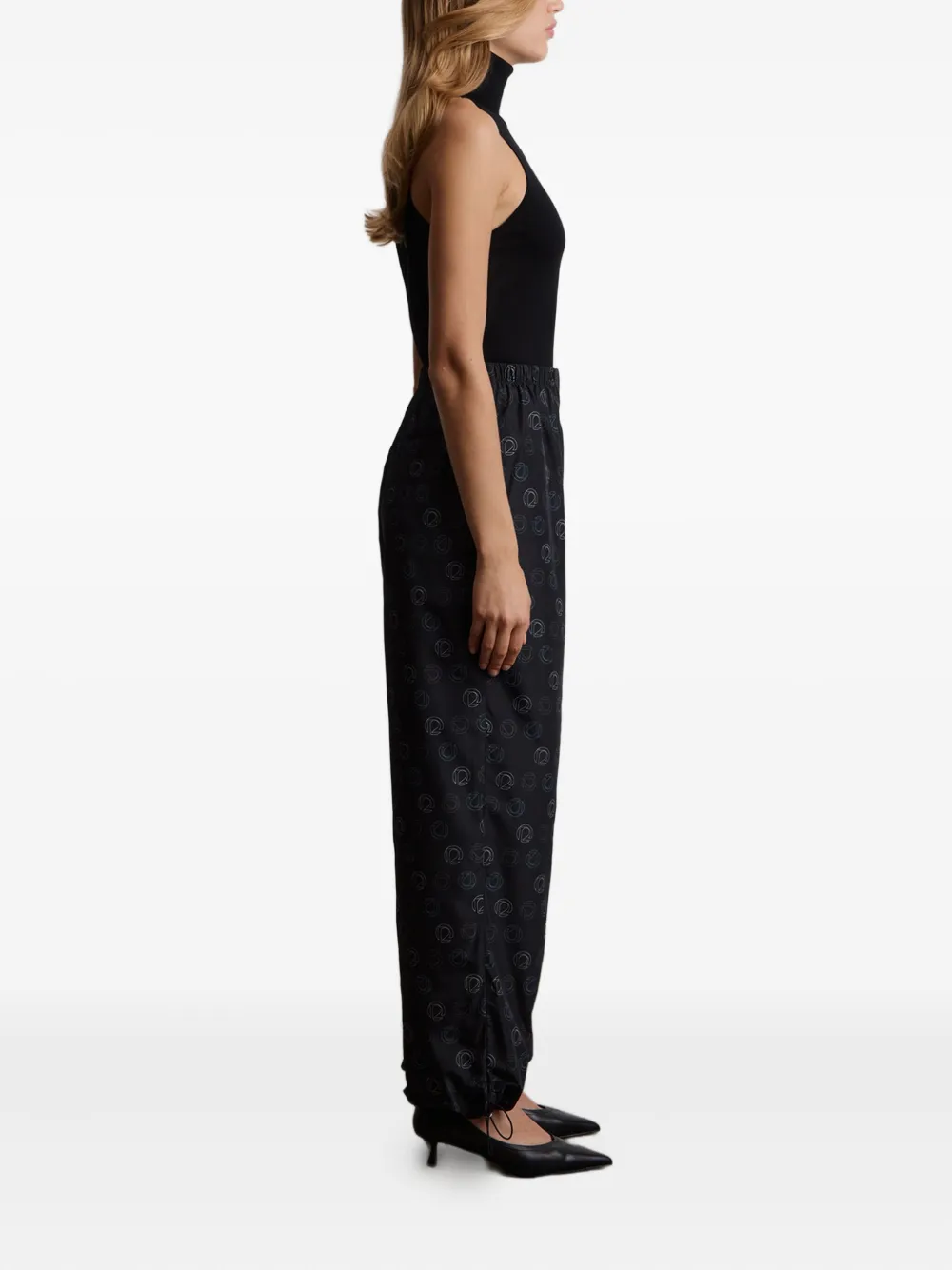 12 STOREEZ Taffeta straight broek Zwart