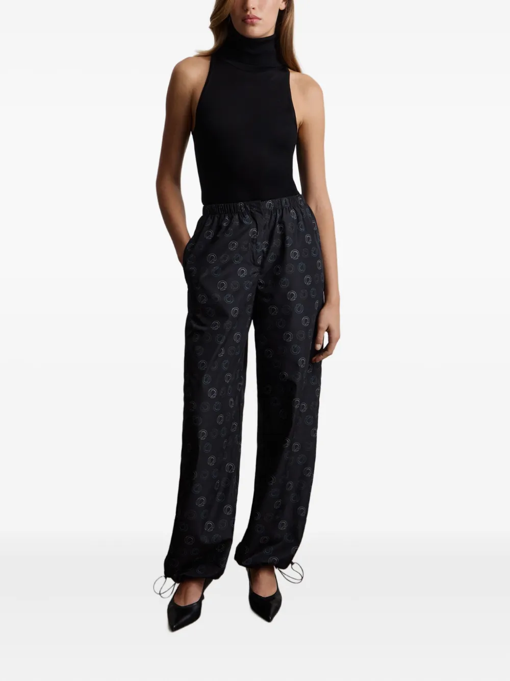 12 STOREEZ Taffeta straight broek - Zwart