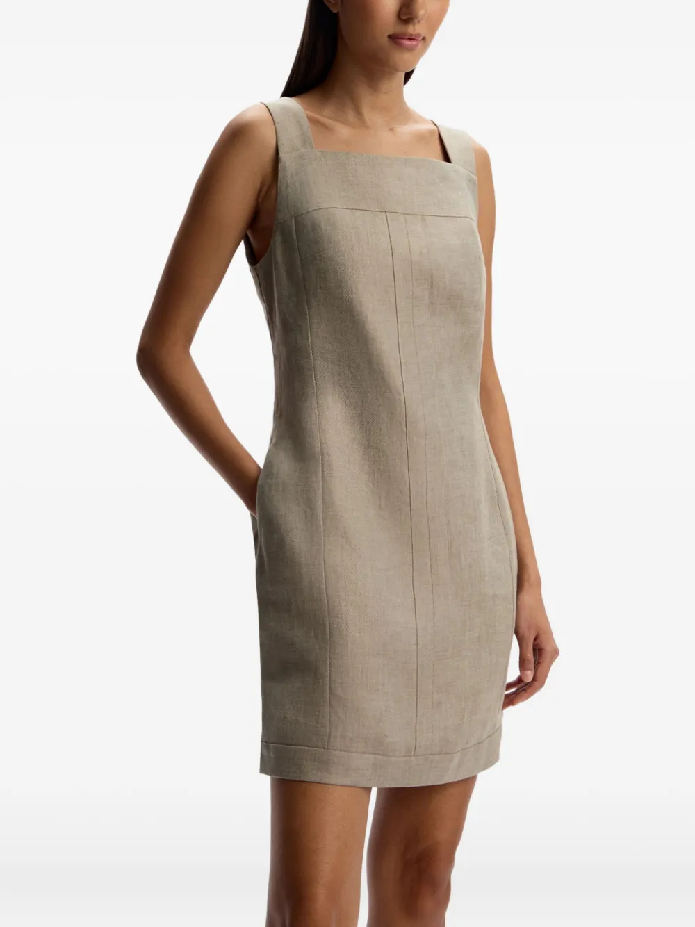 12 Storeez Linen Mini Dress In Neutral