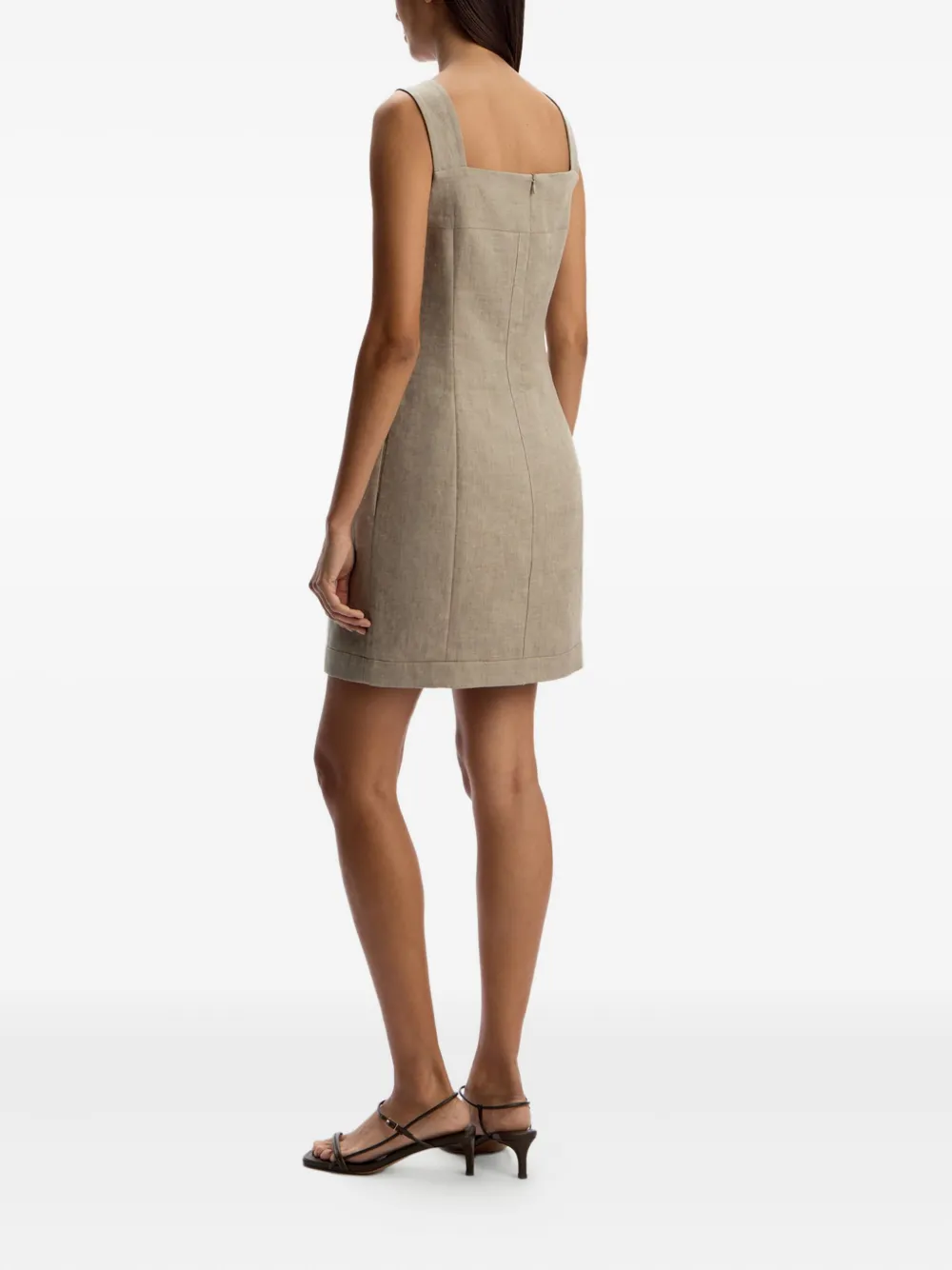 12 Storeez Linen Mini Dress In Neutral