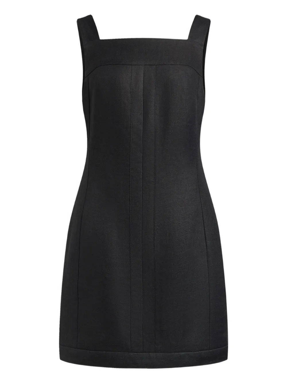 12 Storeez Square-neck Linen Mini Dress In Black