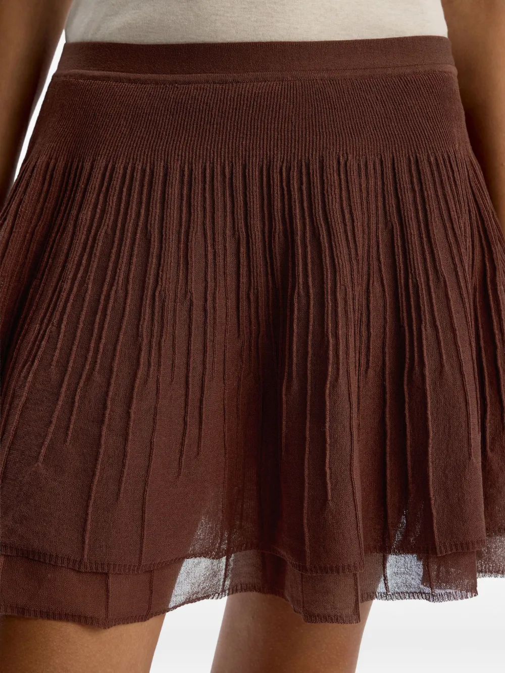 12 Storeez Pleated Tiered Skirt In Brown