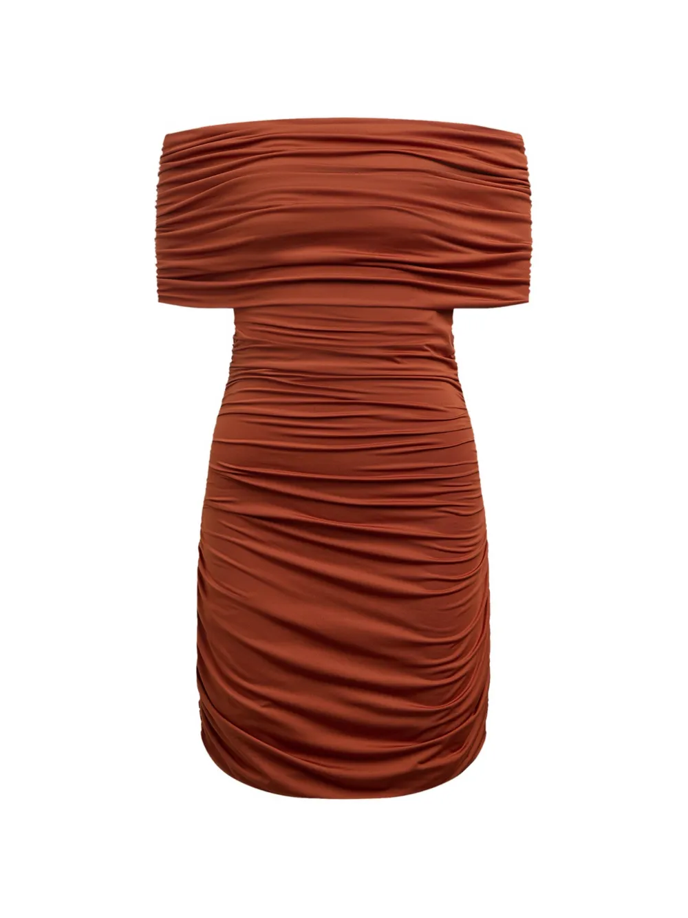12 STOREEZ off-the-shoulder ruched mini dress - Brown